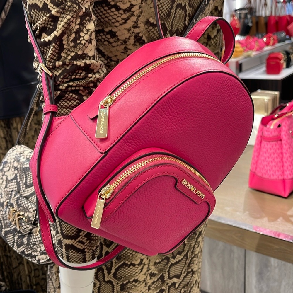 Michael Kors Ladies Backpack Bag Jaycee XS Convertible Zip Backpack Electrc Pink - Picture 6 of 16